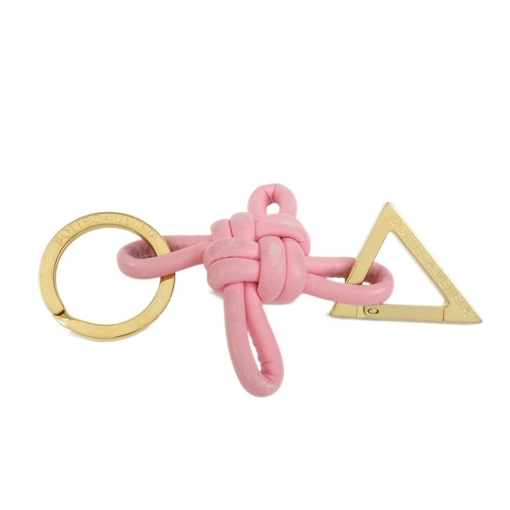 Bottega Veneta Knot Leather Keychain Pink